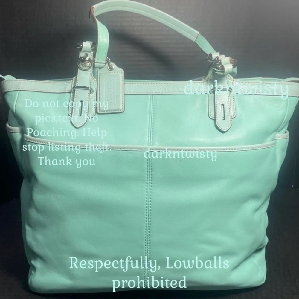 VTG Gorgeous Coach Leather Tote Robin’s Egg/Tiffany Blue NEAR PERFECT IMO Read! - Picture 2 of 12